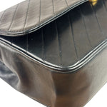 Chanel Vintage Black Leather Timeless Diagonal Stitch Flap Bag 1986