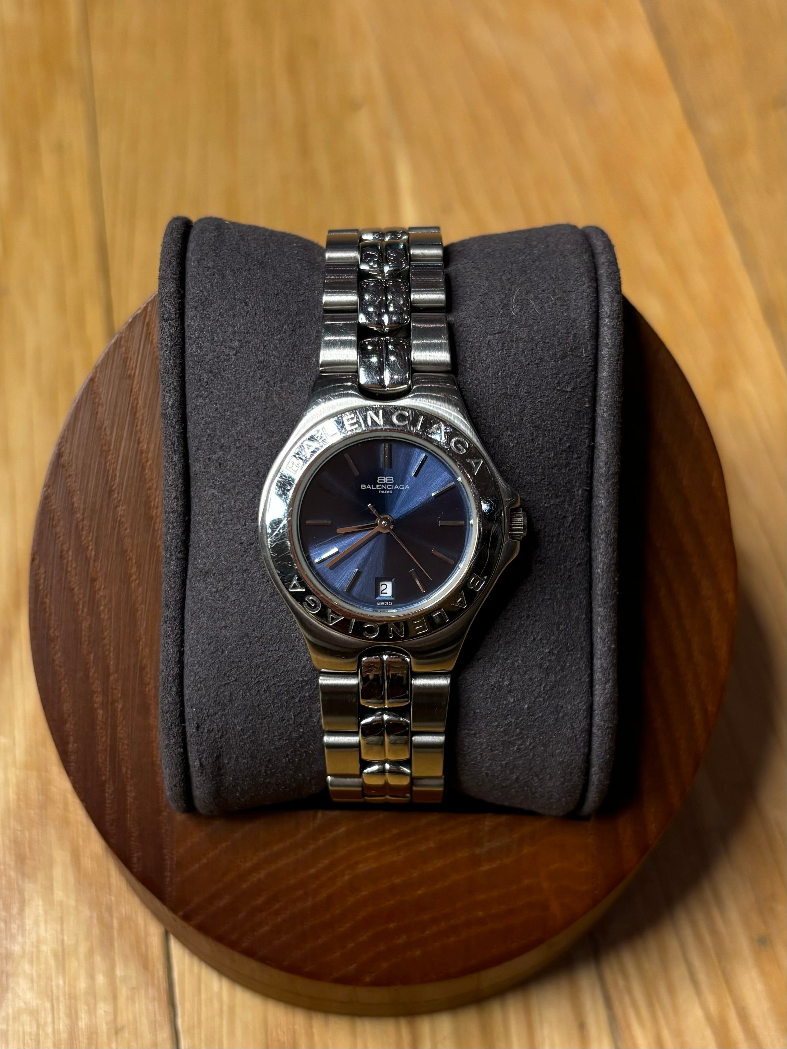 Balenciaga Blue Stick Dial Stainless Steel Band
