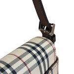 Burberry Vintage Leather Trim House Check Crossbody Flap Bag