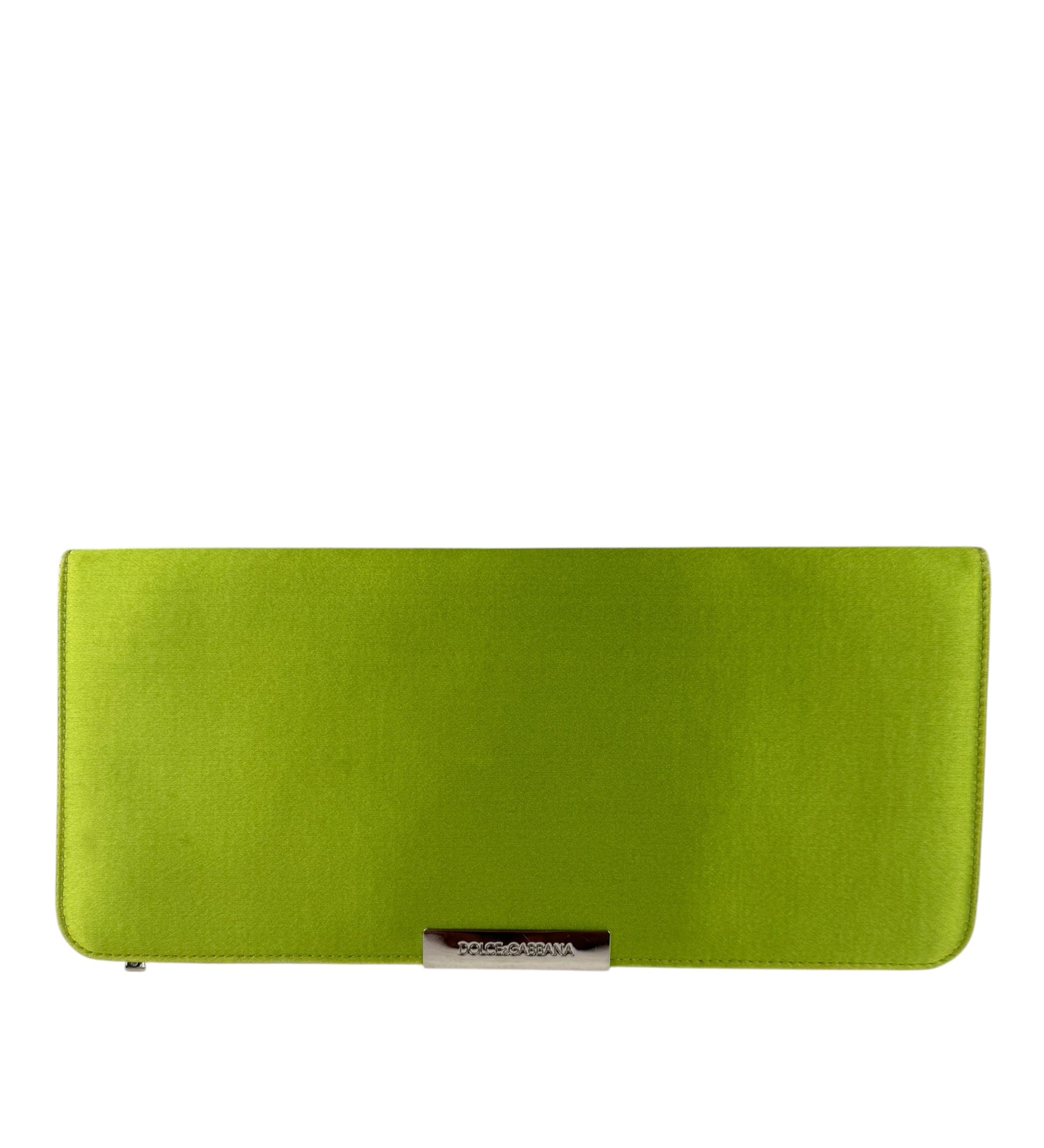 Dolce & Gabbana Lime Green Satin Clutch