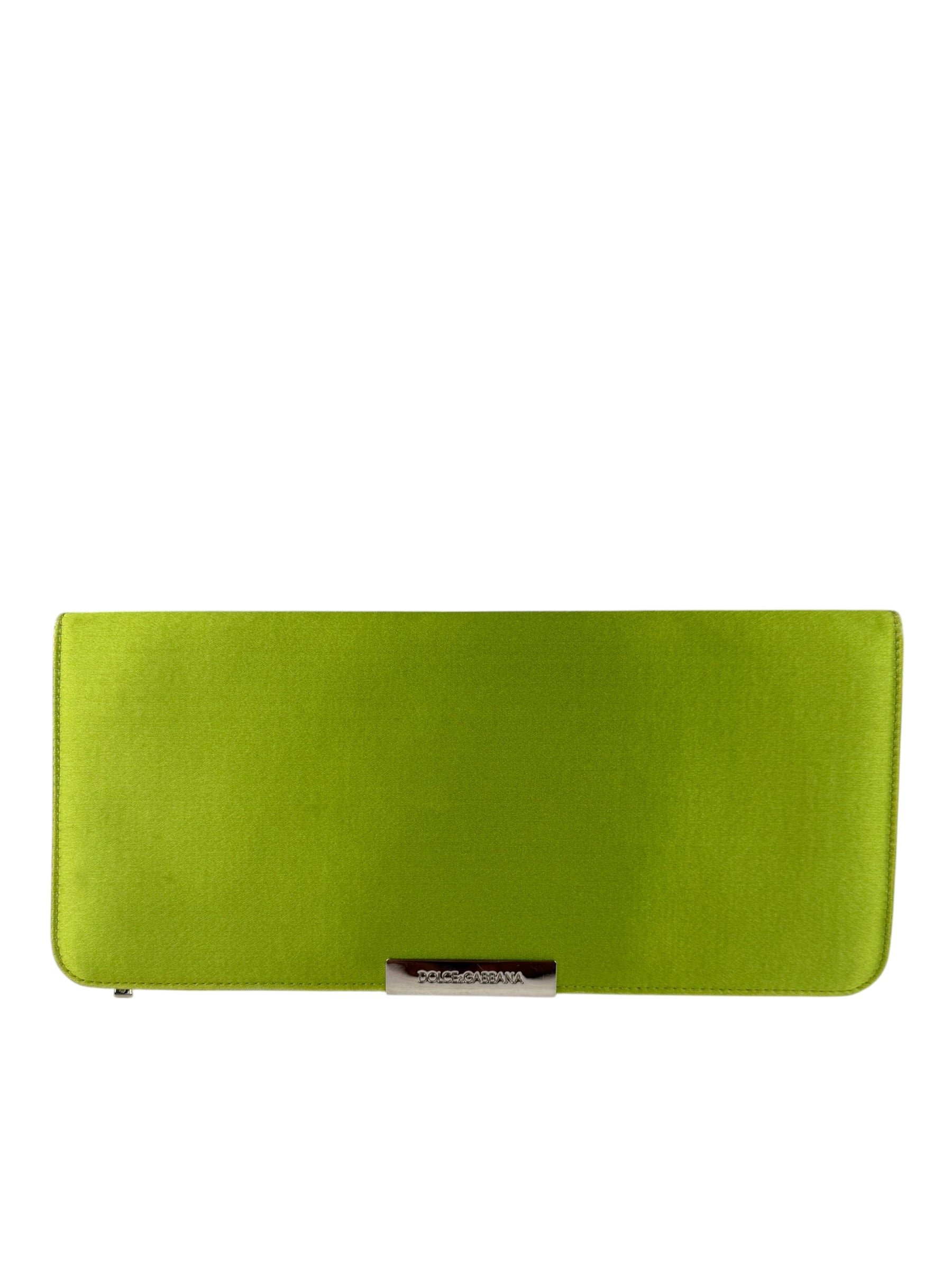 Dolce & Gabbana Lime Green Satin Clutch