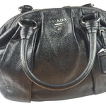 Prada Shiny Black Cervo Pleated Shoulder Bag