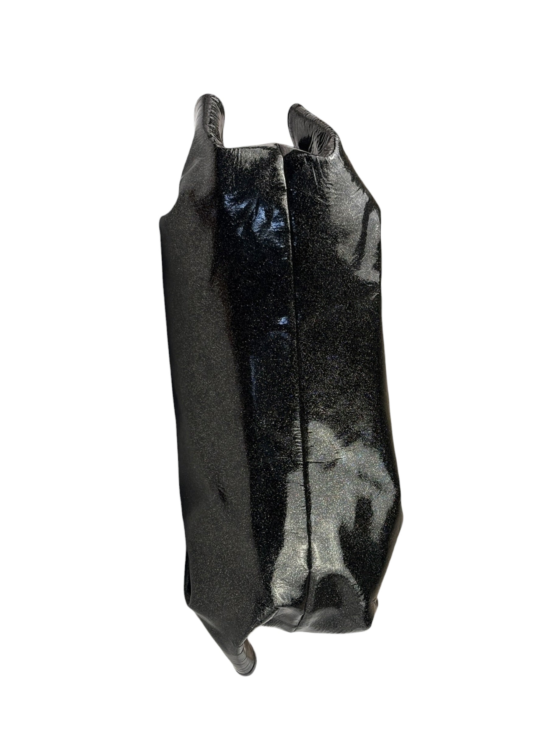 Loewe Black Patent Leather Anagram Glitter Nappa Aire Handbag
