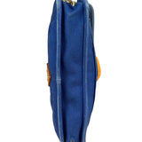 Prada Vintage Cobalt Blue Canvas Flap Shoulder Bag