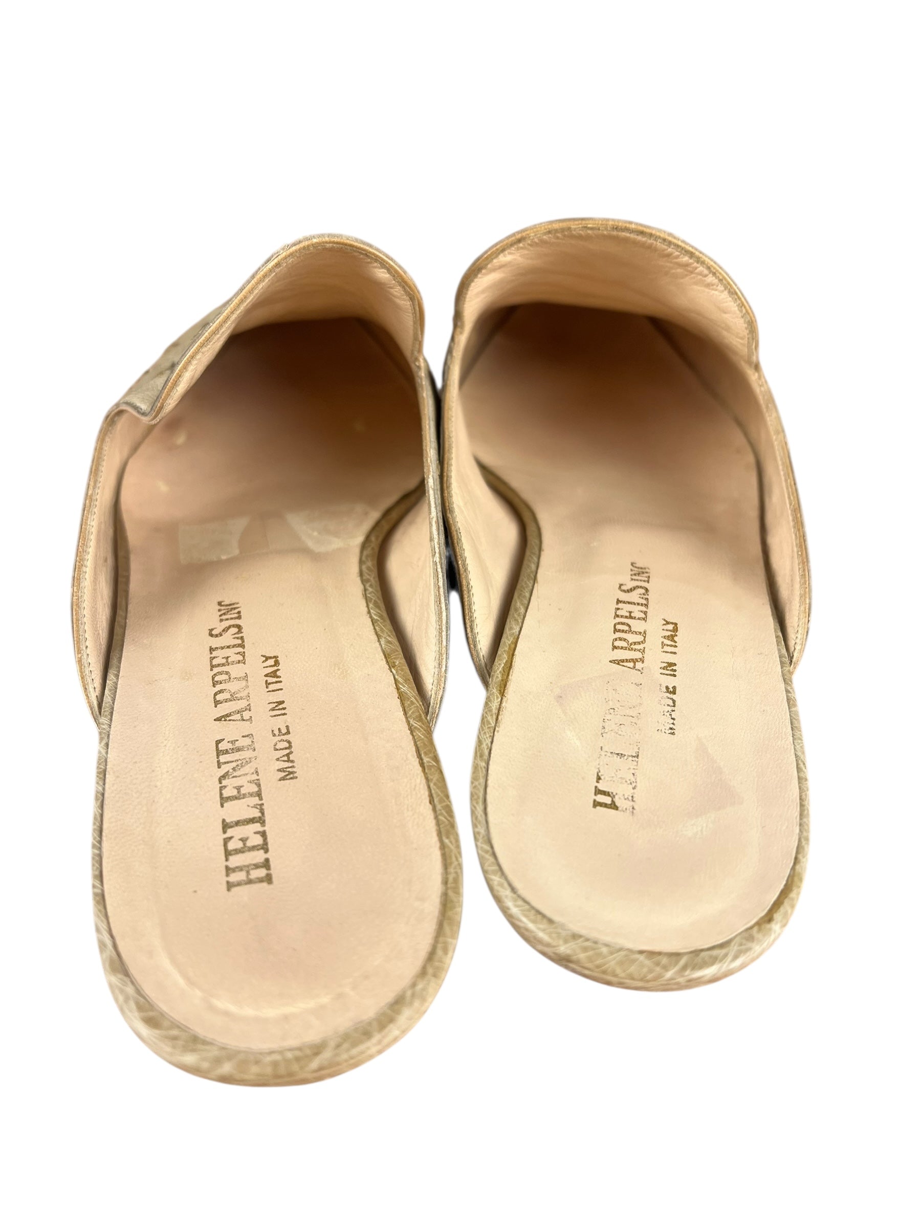 Helene Arpels Ostrich Leather Mule Tan