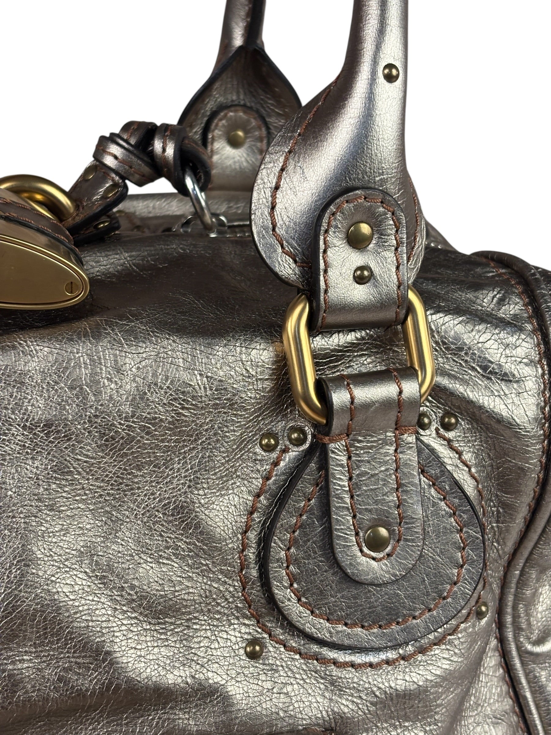 Chloe Metallic Gold Leather Paddington Handbag