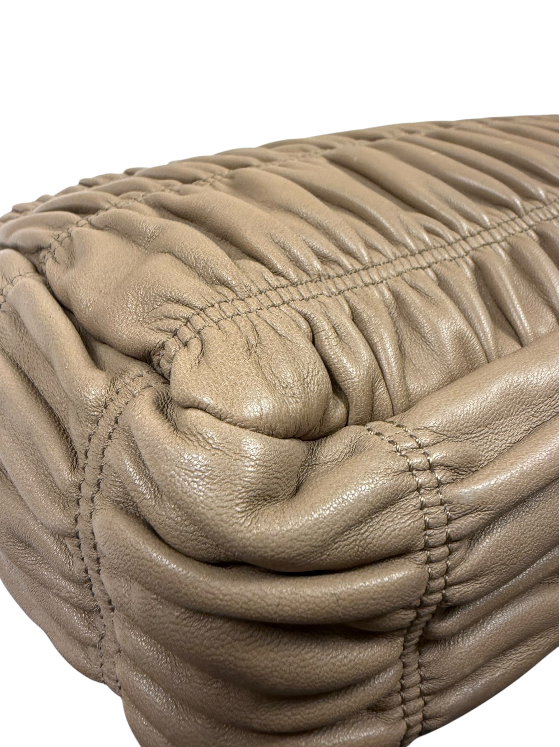 Prada Beige Nappa Leather Gaufre Chain Shoulder Bag