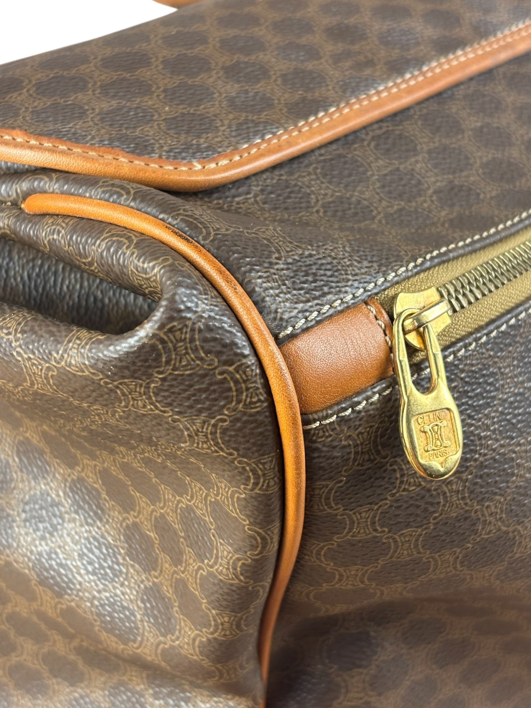 Celine Vintage Macadam Coated Canvas Weekender Travel Bag
