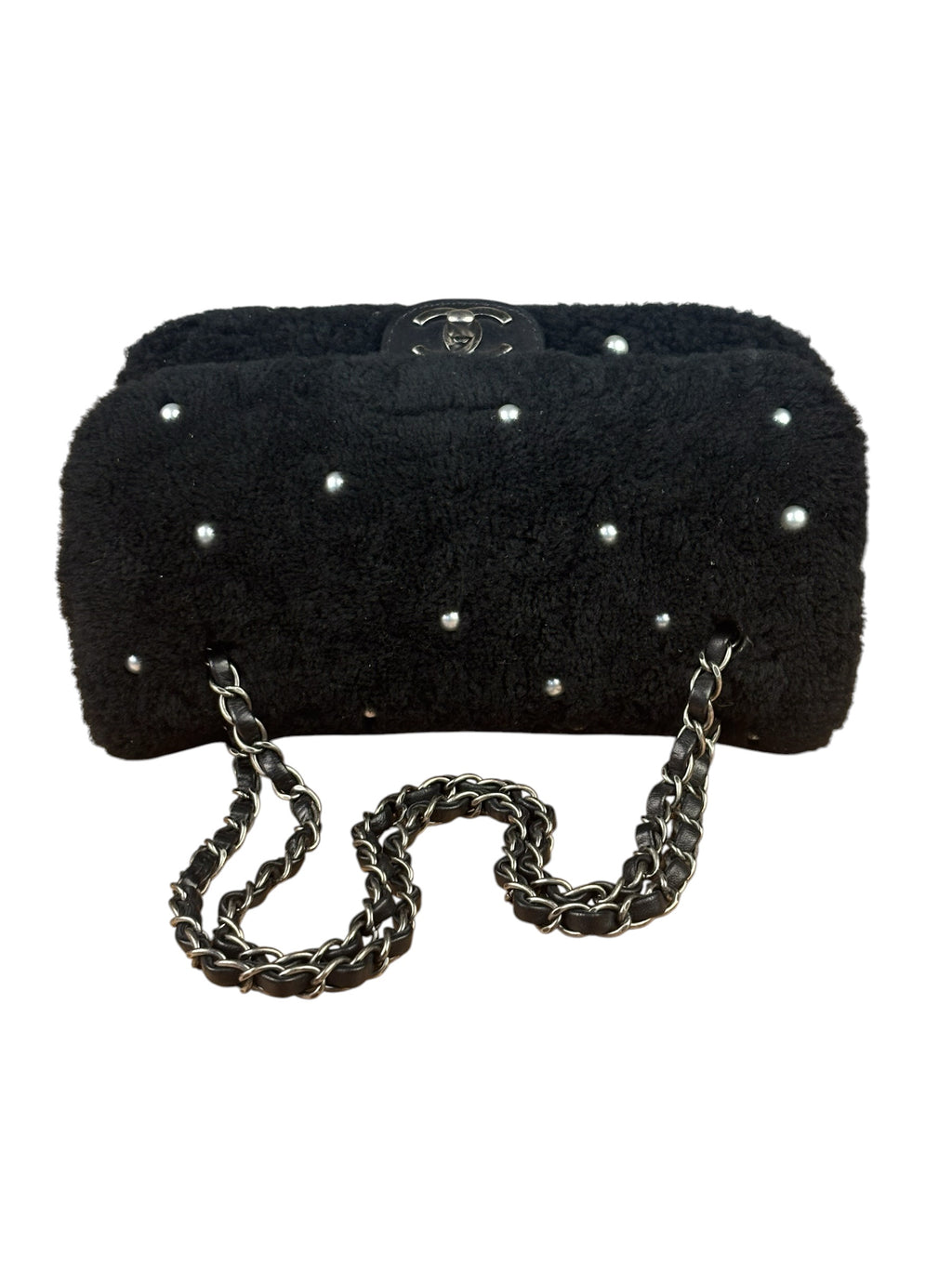 Chanel Pearl Shearling Flap Bag 2014