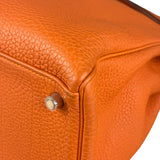 Hermes 2011 Orange Togo Leather Palladium Kelly 35