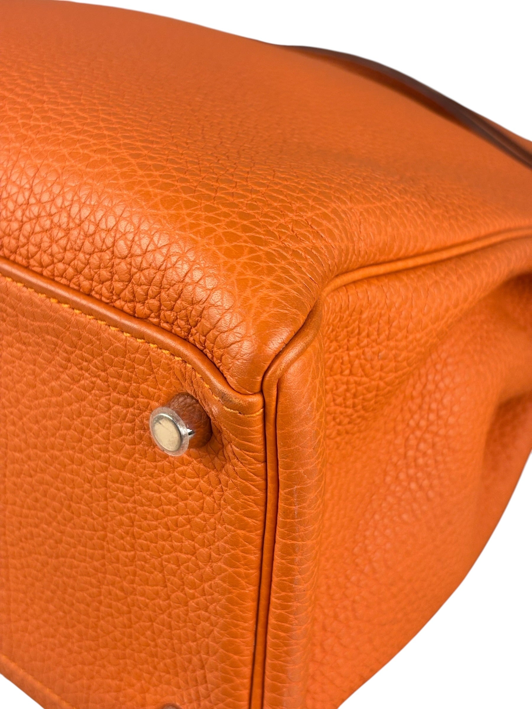 Hermes 2011 Orange Togo Leather Palladium Kelly 35