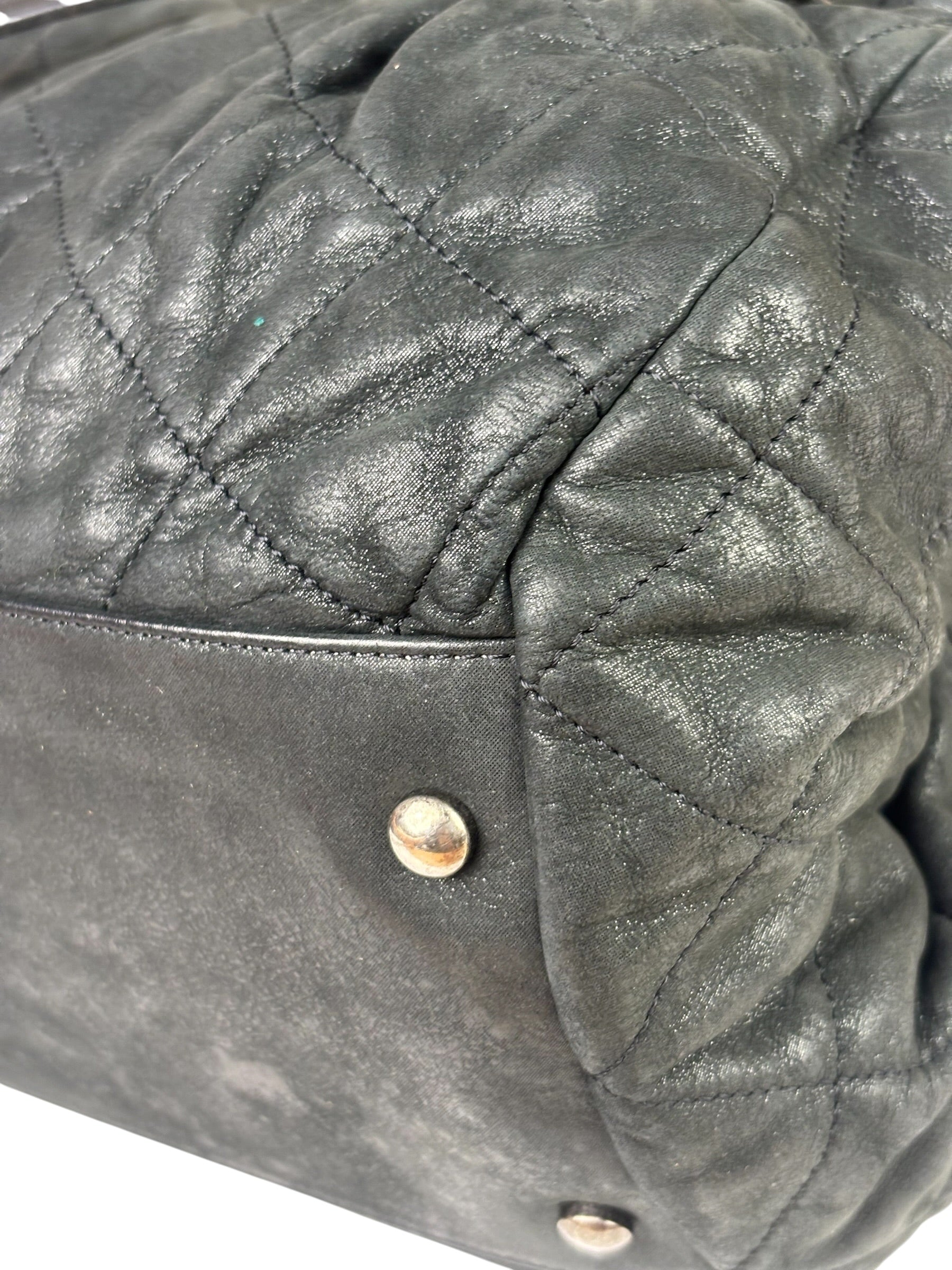 Chanel Grey Iridescent Quilted Leather Chic Bowling Shoulder Bag 2010