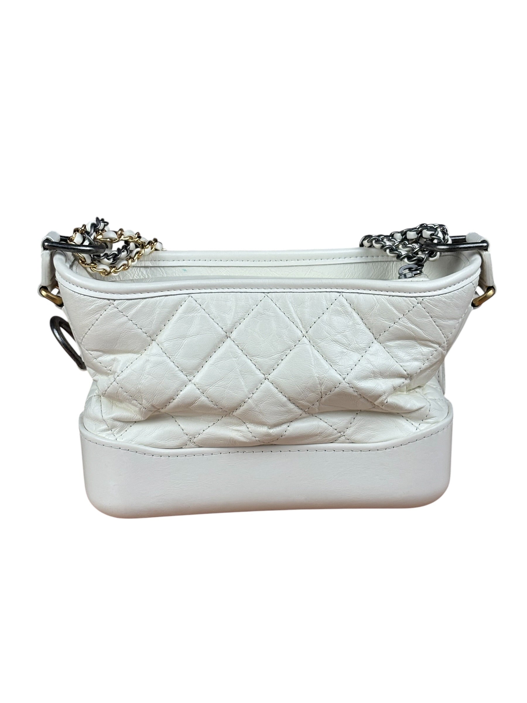 Chanel White Quilted Leather Small Gabrielle Hobo Bag 2019
