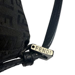 Fendi Black Leather Trim Zucca Baguette