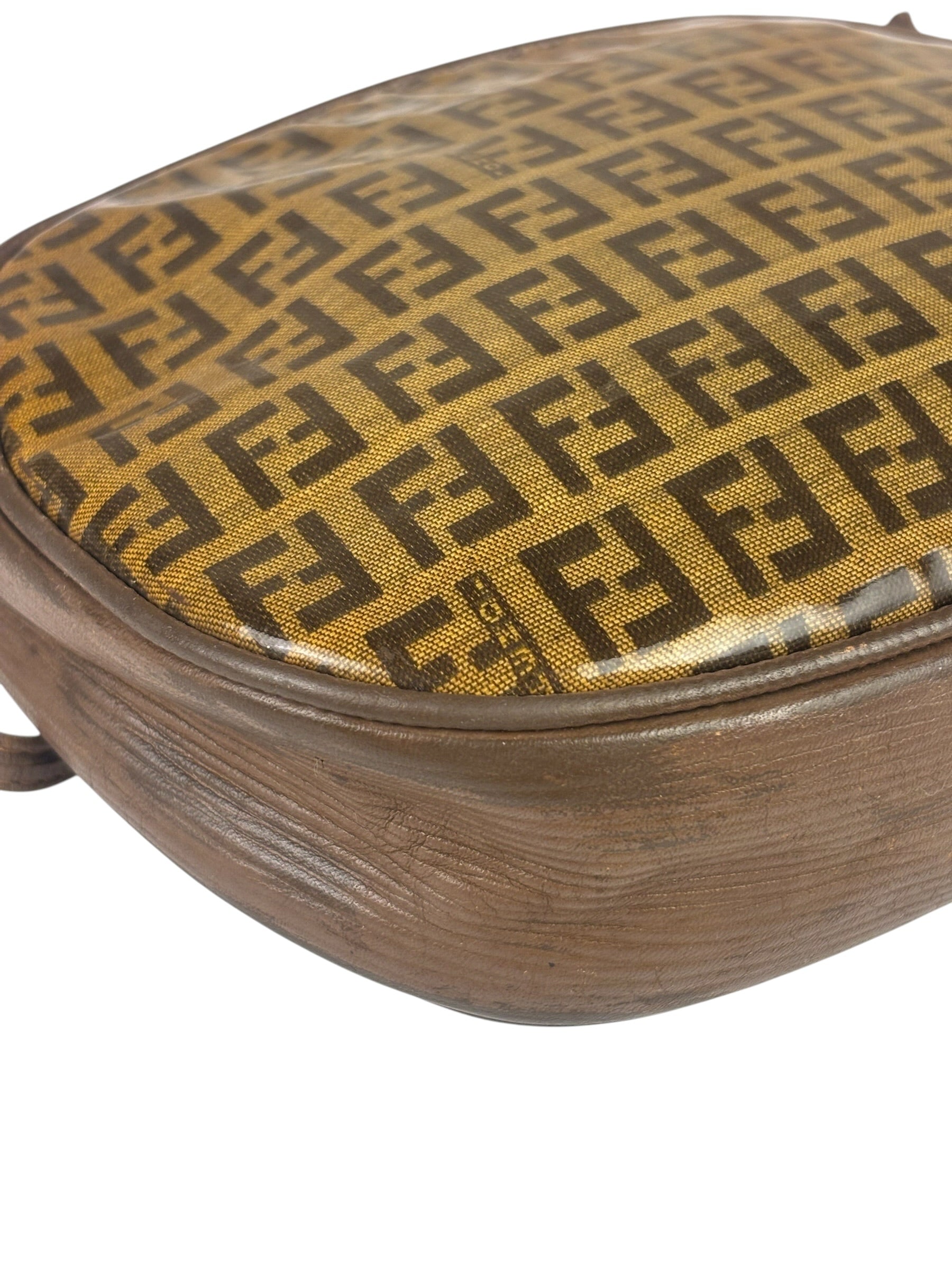 Fendi Vintage Brown PVC Leather Zucca Crossbody Bag
