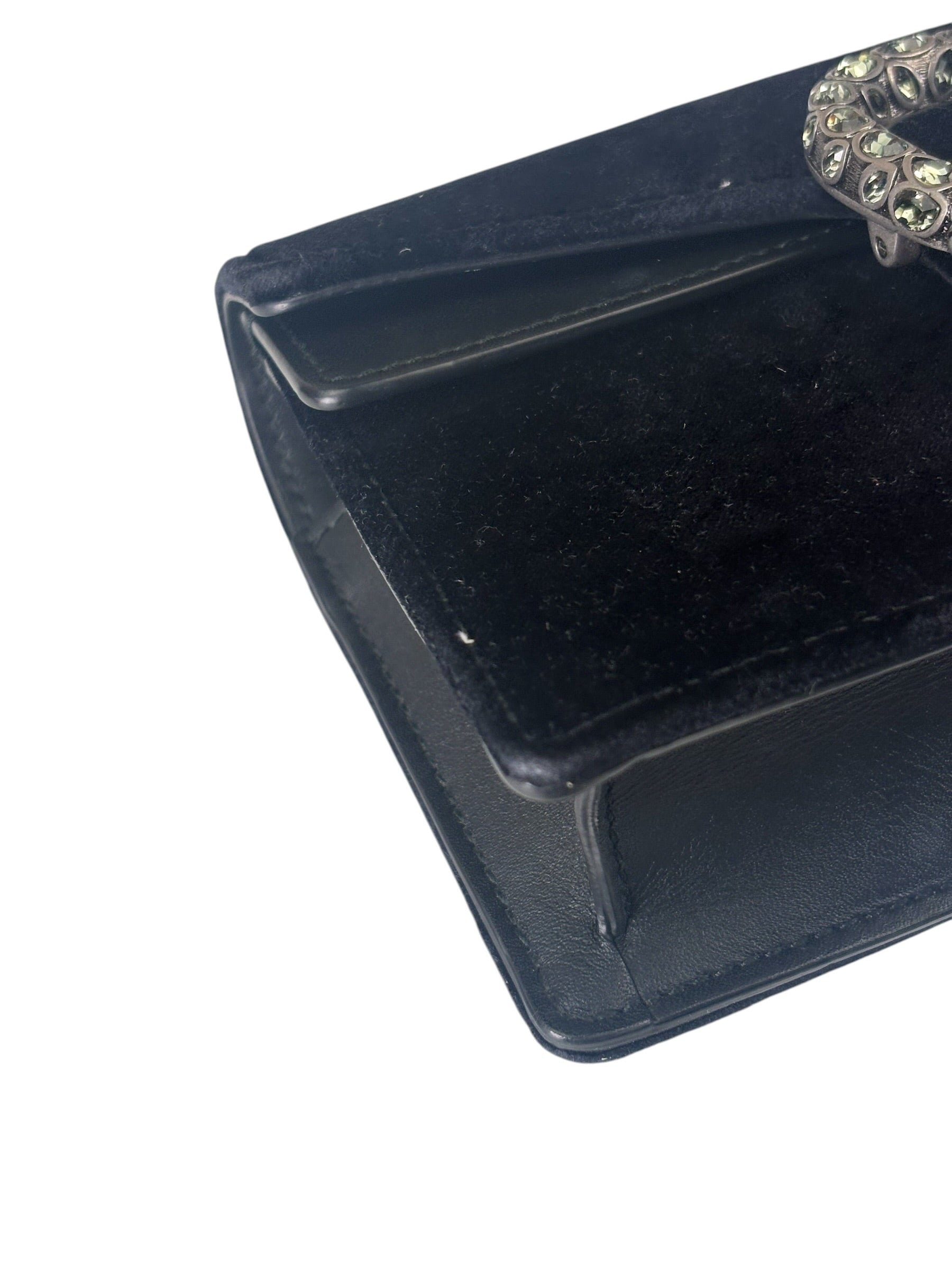 Gucci Black Velvet/Leather Trim Dionysus Super Mini Shoulder Bag