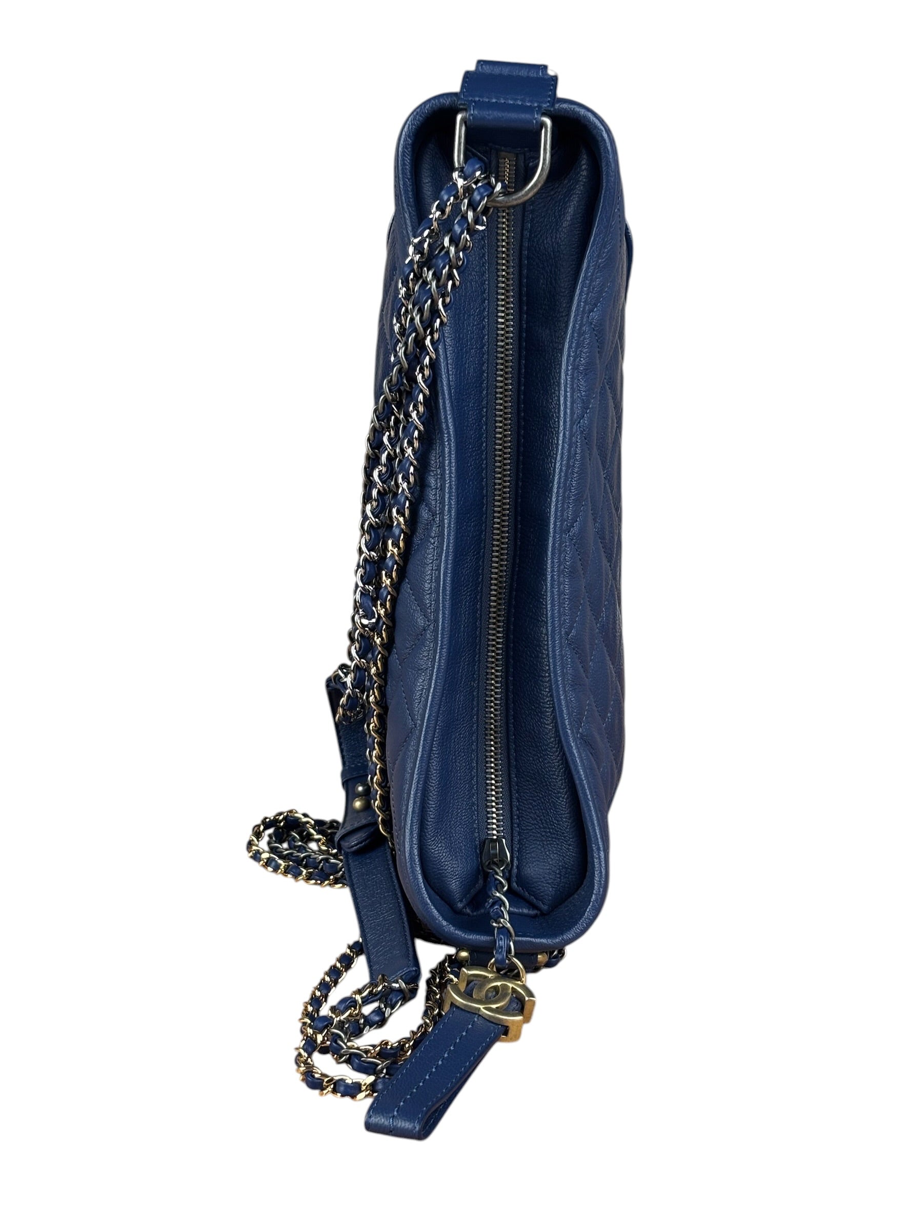 Chanel Navy Blue Leather Gabrielle Hobo Bag 2018