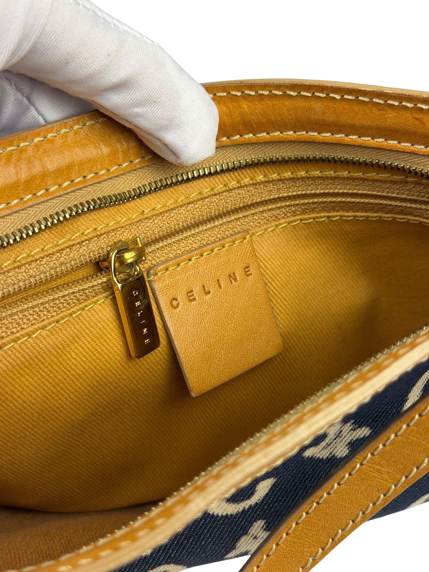 Celine Navy Denim/Leather Trim C Macadam Pochette