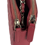 Chanel Pink Floral Embossed Leather Double Zip Chain Clutch Bag 2017