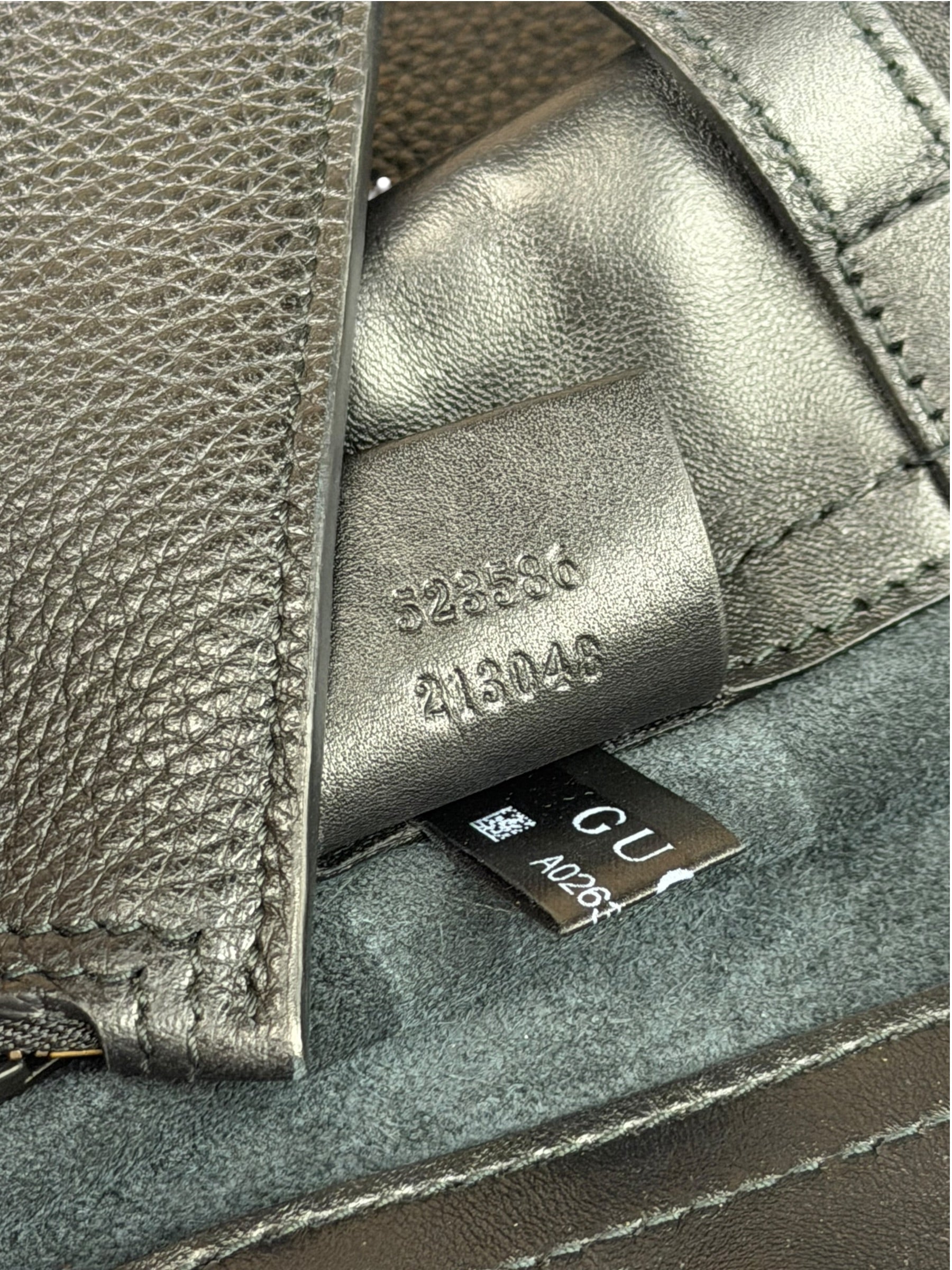 Gucci Black Leather Drawstring Backpack