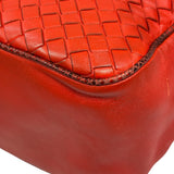 Bottega Veneta Red Lambskin/Lizard Intrecciato Shoulder Bag