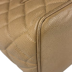 Chanel Vintage Beige Leather Diamond Quilted Medallion Tote Bag 2002