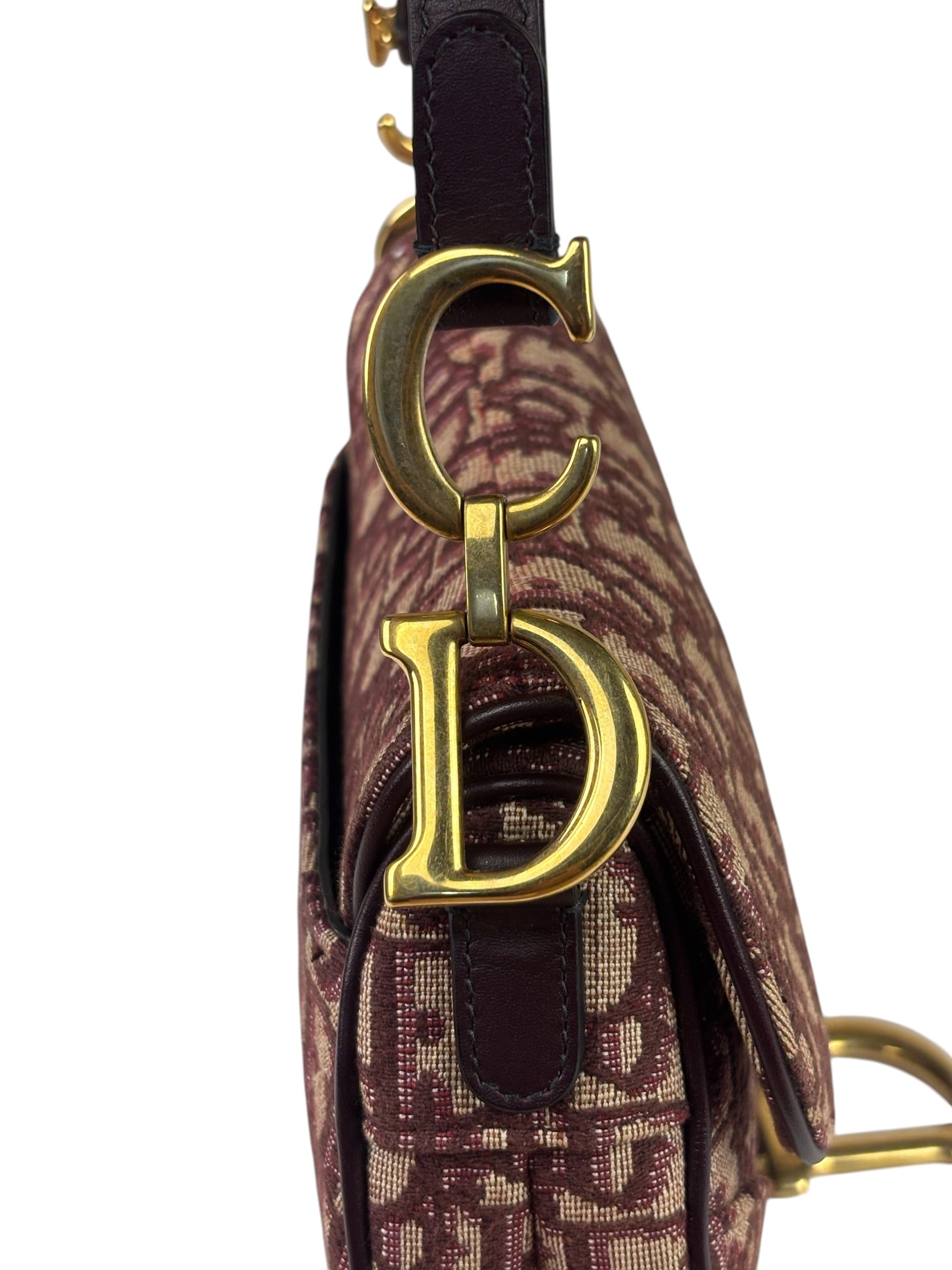 Christian Dior Burgundy Trotter Mini Saddle Bag