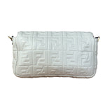 Fendi Large Zucca Embossed Leather Baguette White