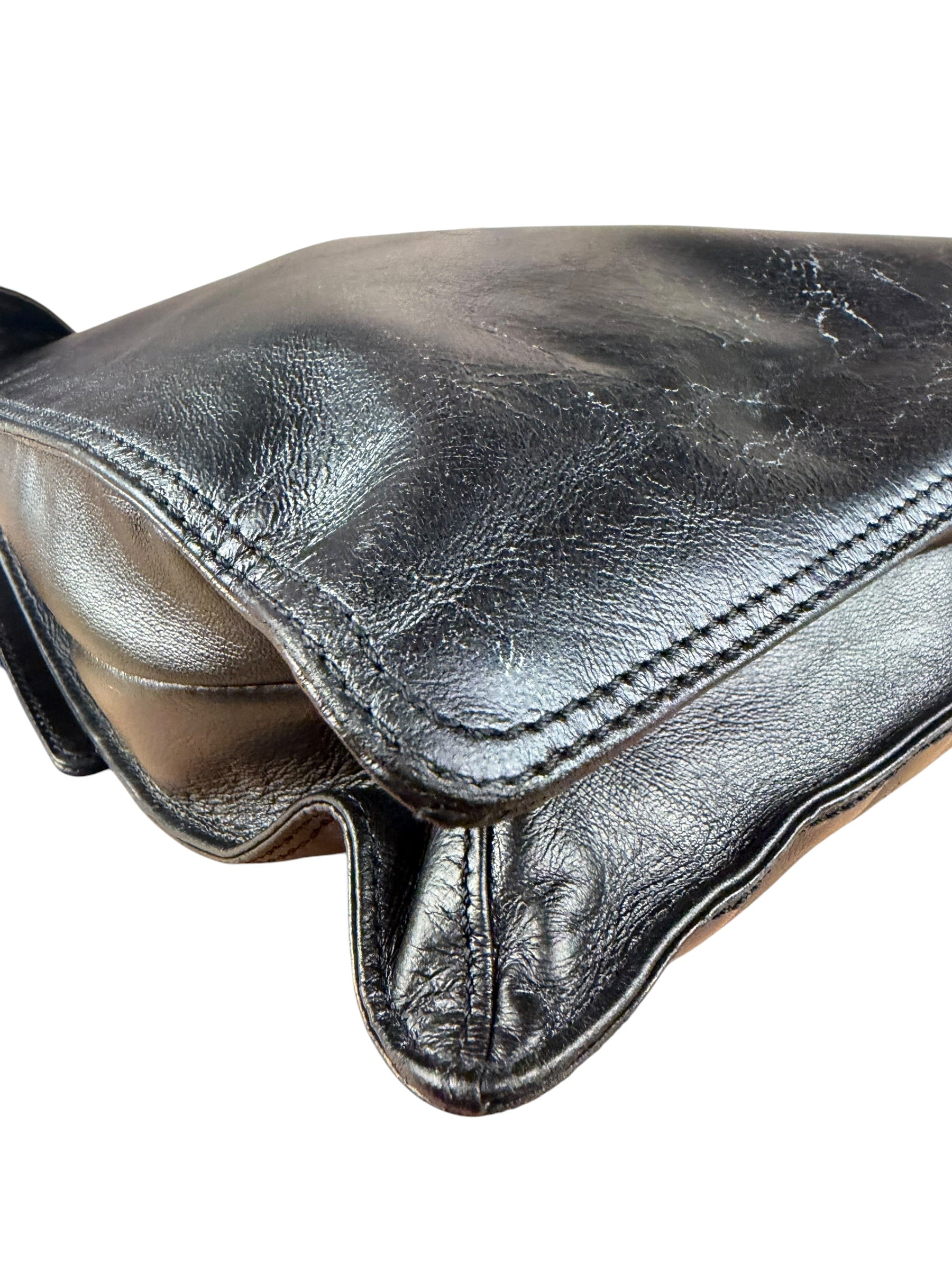 Chanel Vintage Black Leather Flap Crossbody Messenger Bag 1997