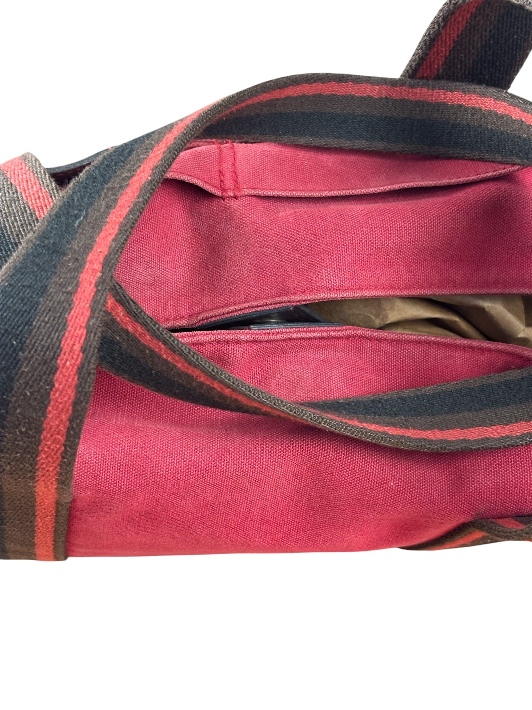 Hermes Bicolor Cotton/Leather Troca Horizontal Tote Bag