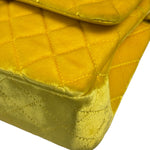 Chanel Yellow Quilted Velvet/Leather Double Flap Bag 2015