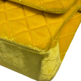 Chanel Yellow Quilted Velvet/Leather Double Flap Bag 2015