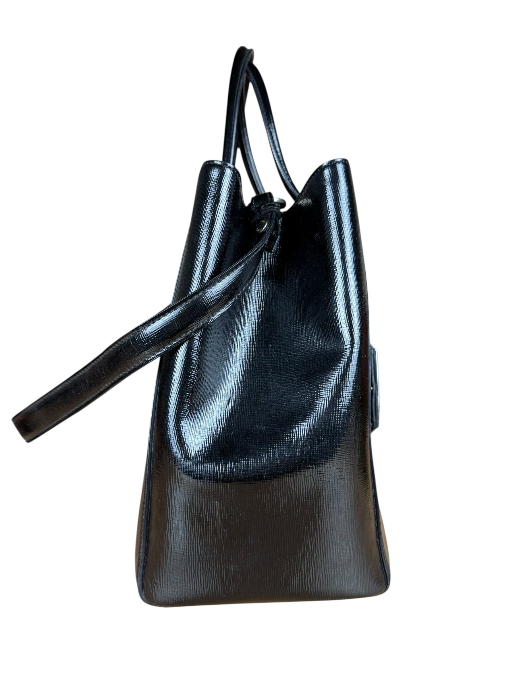 Fendi Black Patent Leather 2Jours Handbag