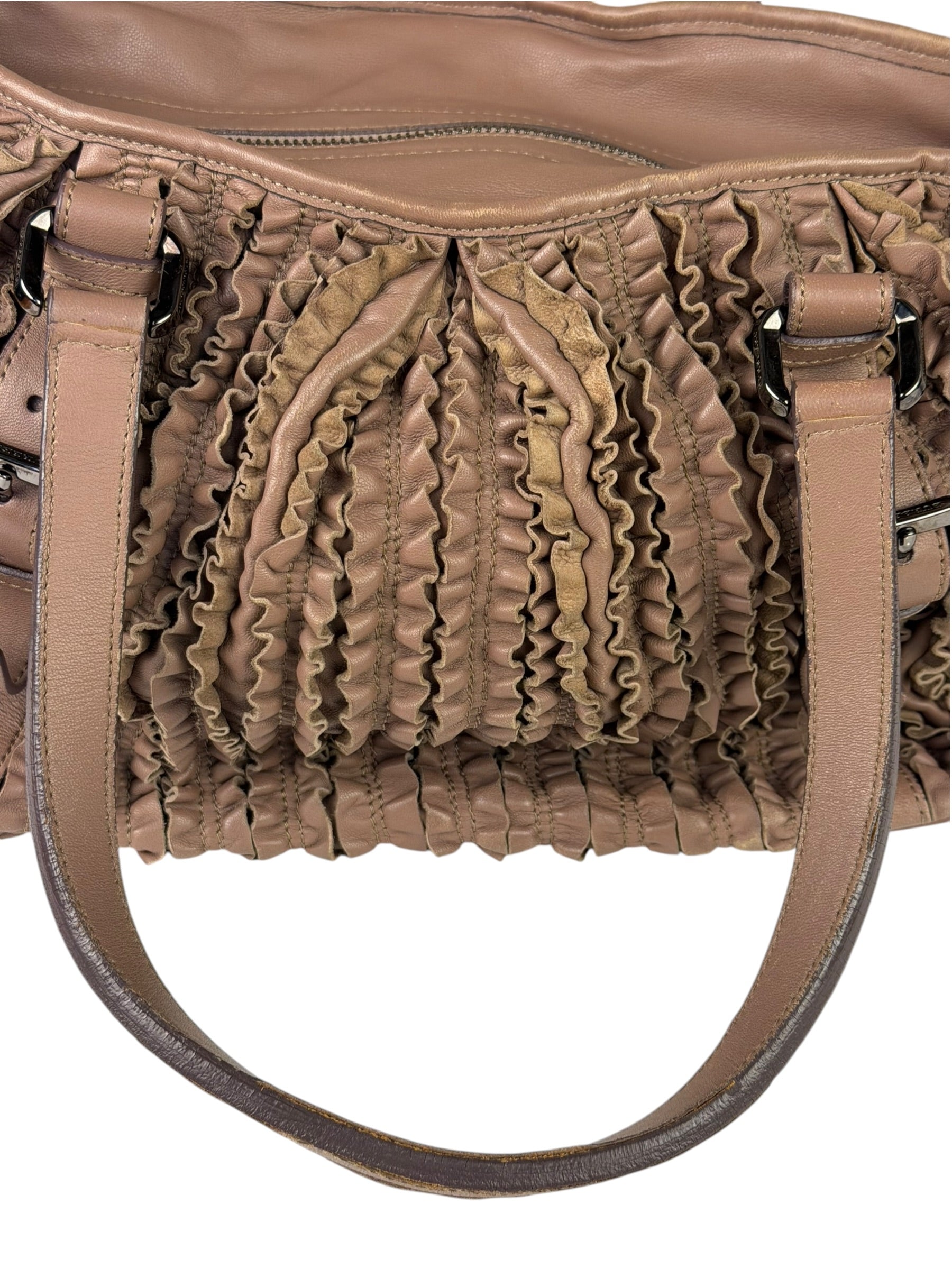 Burberry Purple Leather Ruffled Lowery Bag