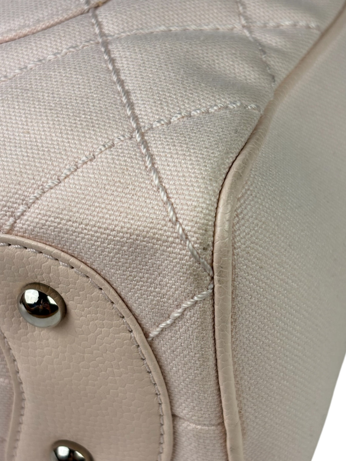 Chanel Pink Leather Trim Quilted Timeless Bowling Handbag 2004