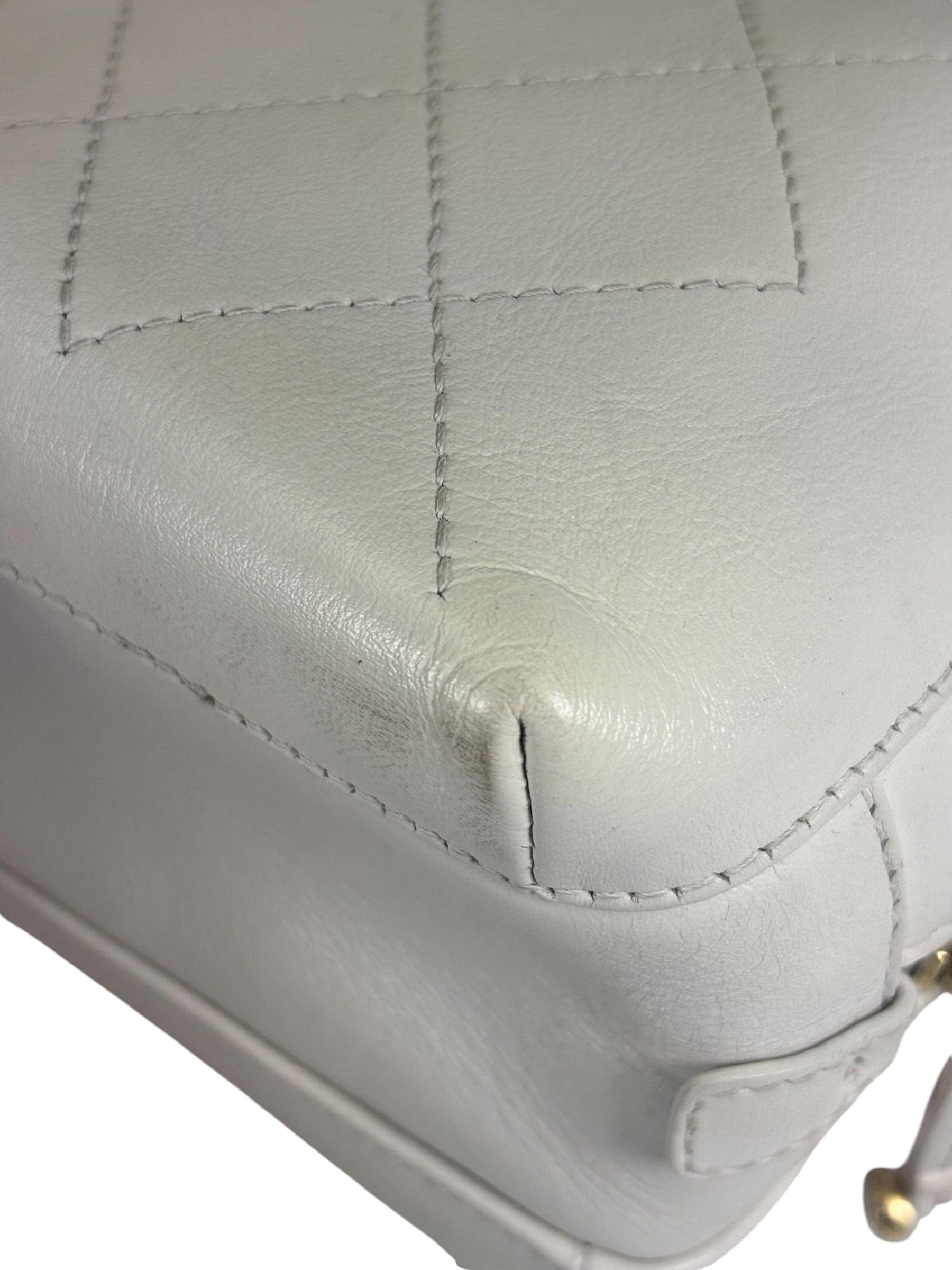 Chanel White Quilted Leather Vanity Small Bowling Two-Way Bag 2019