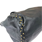Bottega Veneta Dark Grey Leather Studded Shoulder Bag