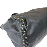 Bottega Veneta Dark Grey Leather Studded Shoulder Bag