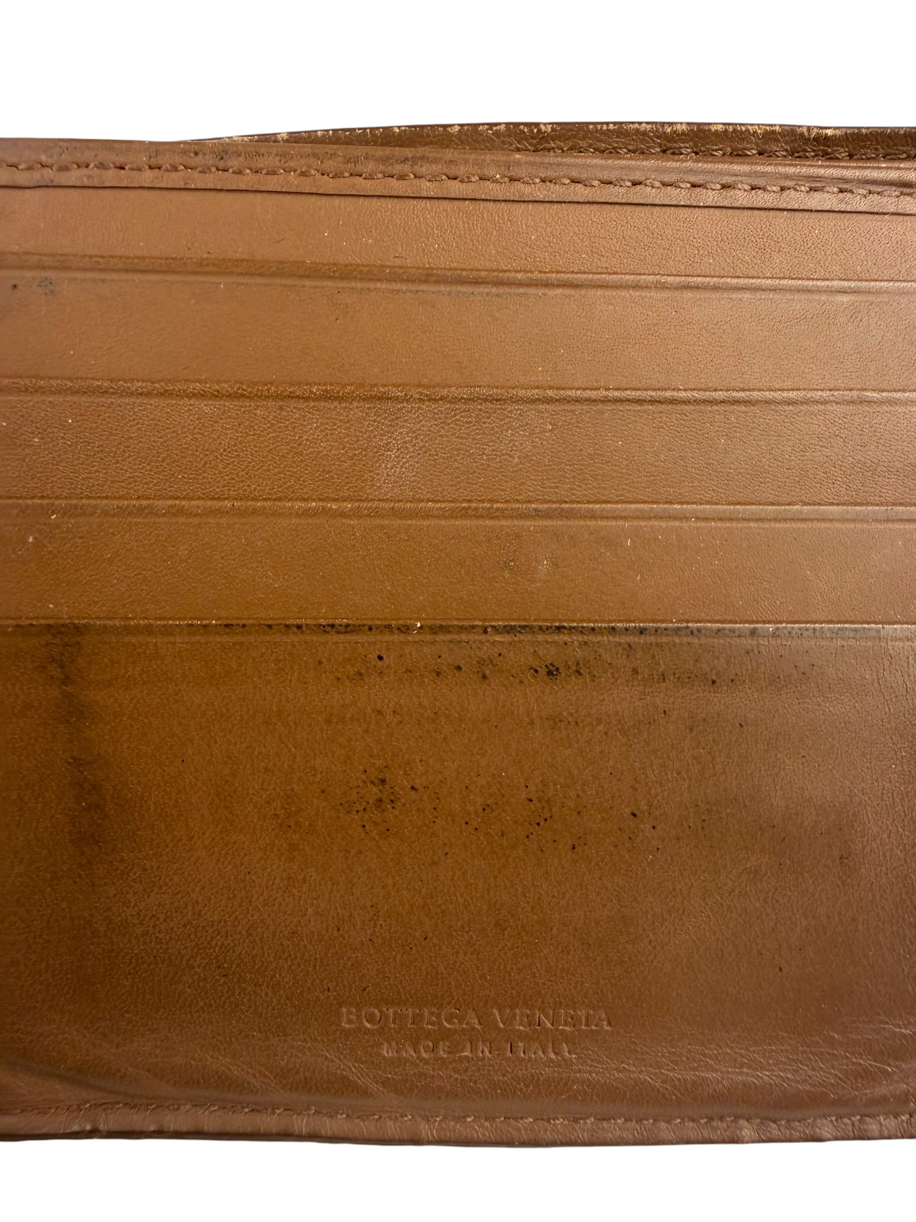 Bottega Veneta Brown Intercciato Bifold Wallet