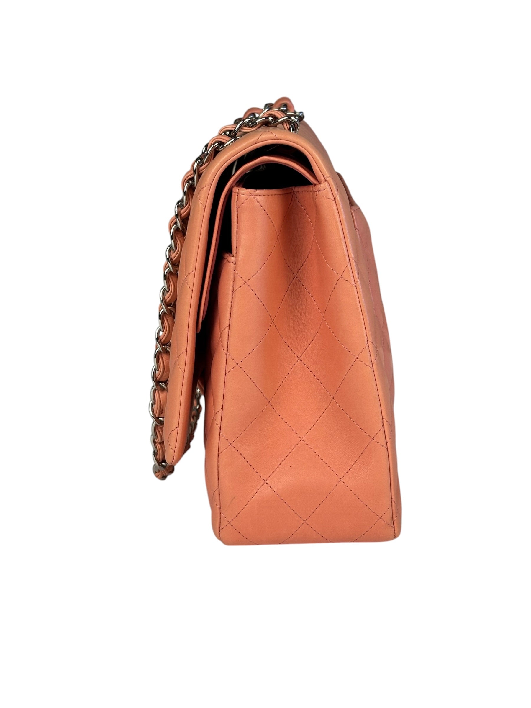 Chanel Pink Quilted Lambskin Classic Large Double Flap Bag 2012