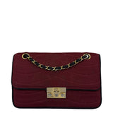 Chanel Vintage Burgundy Cotton Pairs-Seoul Pagoda Flap Bag