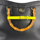 Gucci Black Leather Bamboo Diana 2Way Tote Bag