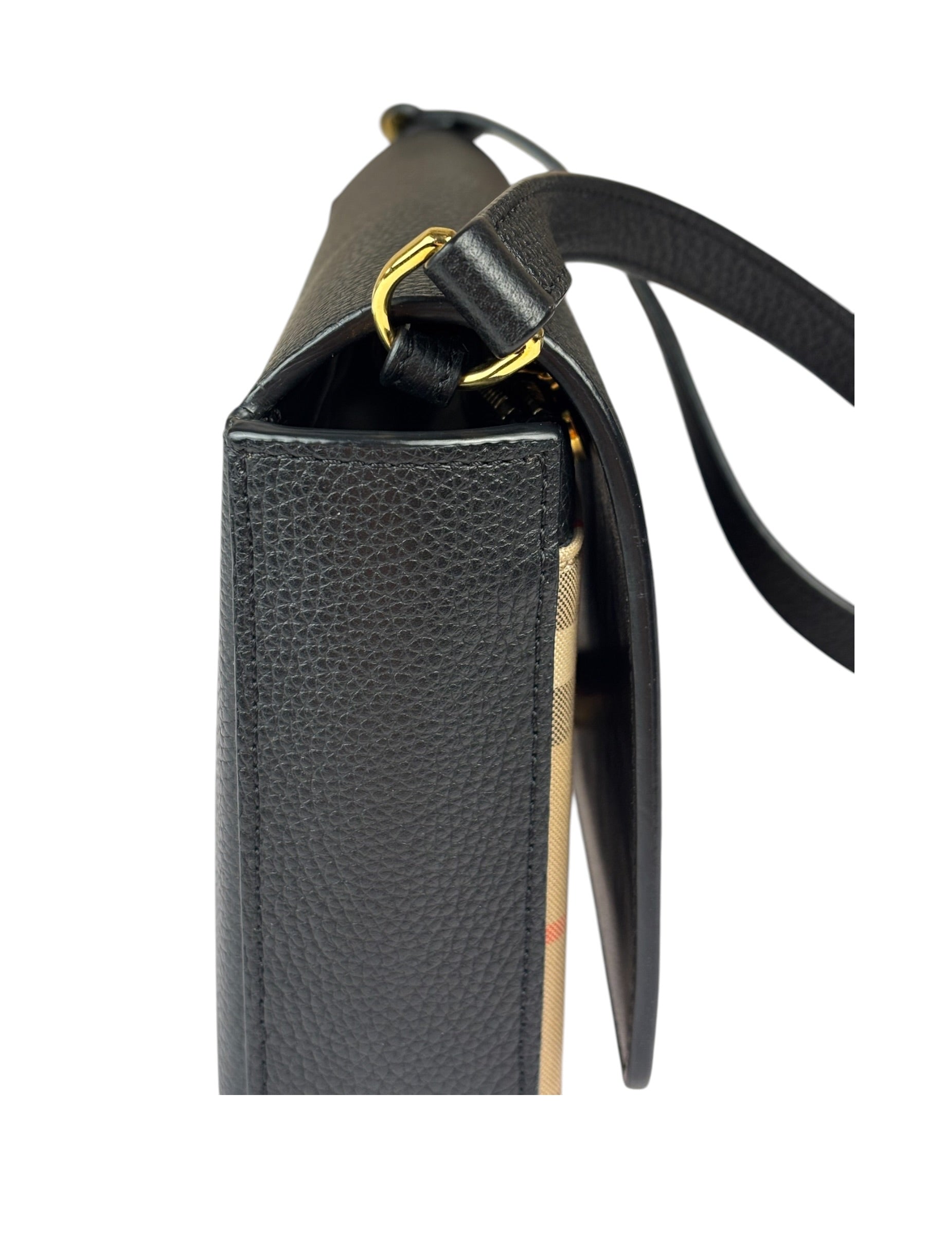 Burberry Black Leather Trim House Hampshire Crossbody