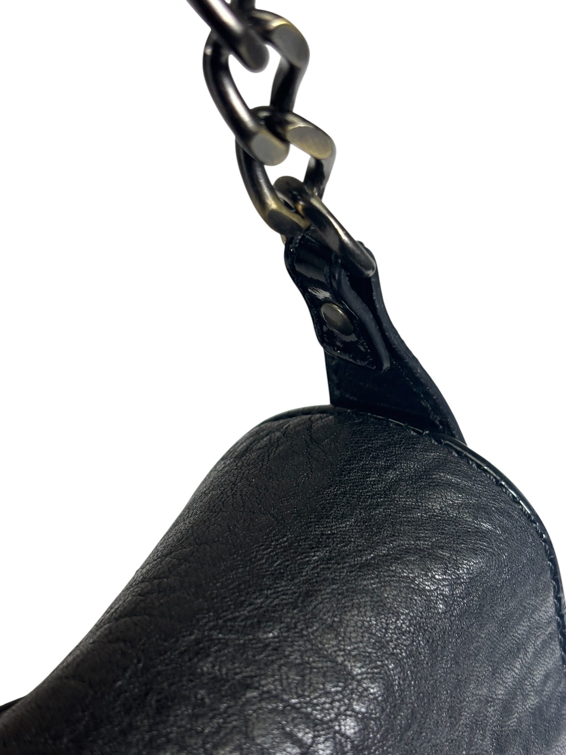 Fendi Black Patent Leather Trim B Bis Shoulder Bag