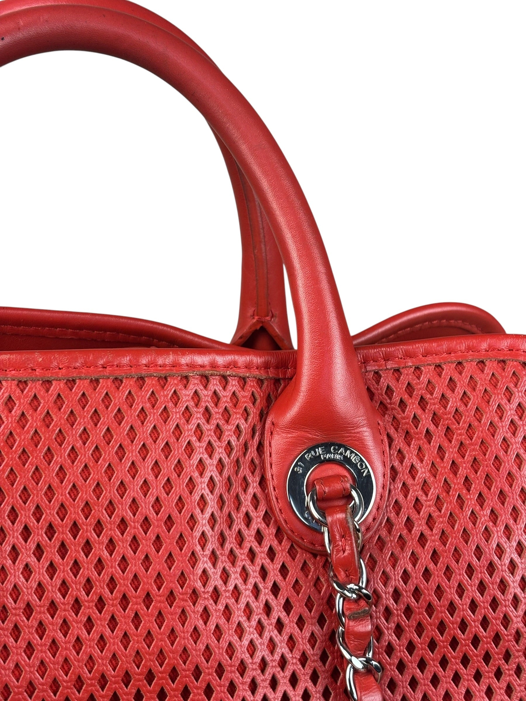 Chanel Red Perforated Leather Up in the Air 2Way Tote 2014