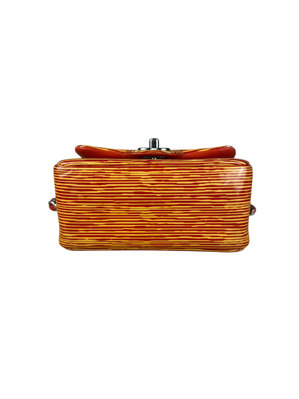 Chanel Mini Square Classic Striped Patent Single Flap Bag 2013