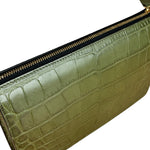 Versace Green Croc-Embossed Medusa Leather Clutch