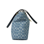 Coach Blue Leather Trim/Denim Signature Station Shoulder Bag