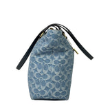 Coach Blue Leather Trim/Denim Signature Station Shoulder Bag