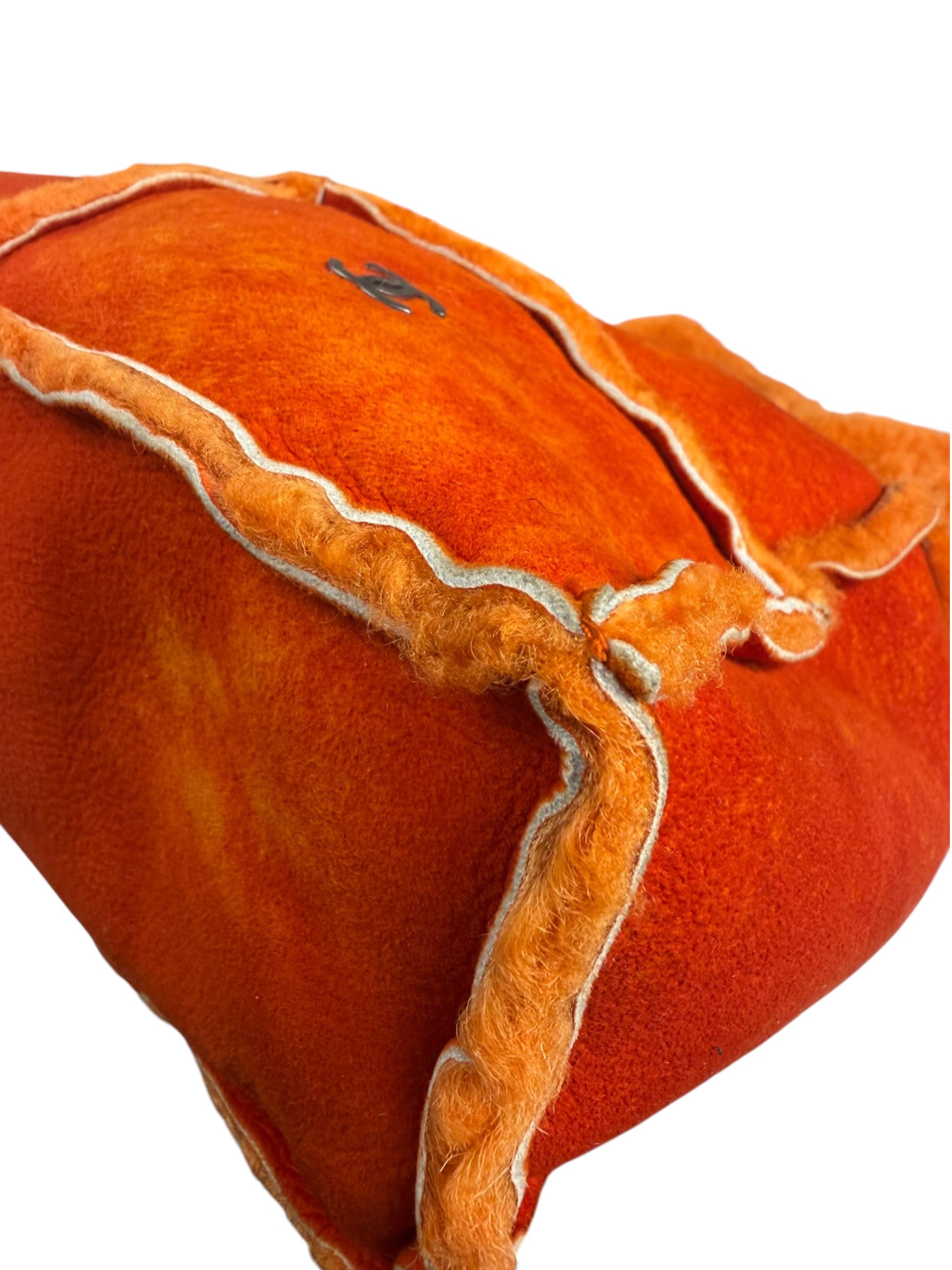 Chanel Orange Suede Shearling Patchwork Shoulder Bag 2001